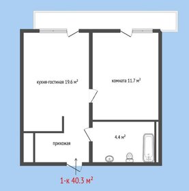 Квартира 40,3 м², 1-комнатная - изображение 1