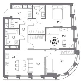 Квартира 88,5 м², 3-комнатная - изображение 1