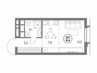 Квартира 29,4 м², студия - изображение 1
