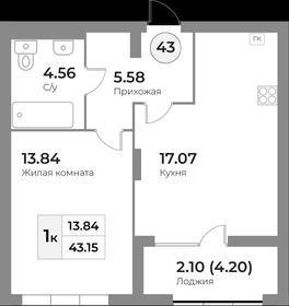 44,2 м², 1-комнатная квартира 10 345 140 ₽ - изображение 13