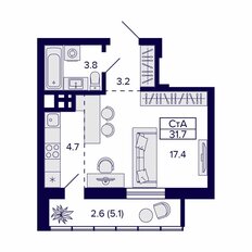 Квартира 31,7 м², студия - изображение 2