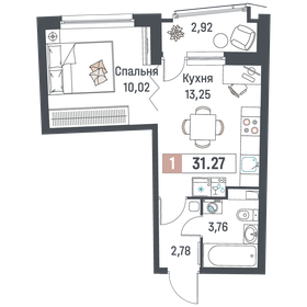 Квартира 31,3 м², 1-комнатная - изображение 1