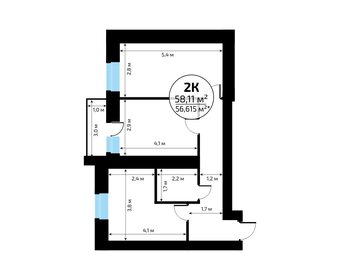 Квартира 58,1 м², 2-комнатная - изображение 2