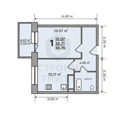 Квартира 35,8 м², 1-комнатная - изображение 2