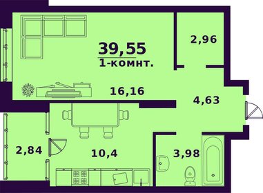 Квартира 39,6 м², 1-комнатная - изображение 1