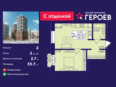 Квартира 35,7 м², 2-комнатная - изображение 1