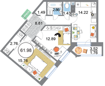 62 м², 2-комнатная квартира 17 125 074 ₽ - изображение 59