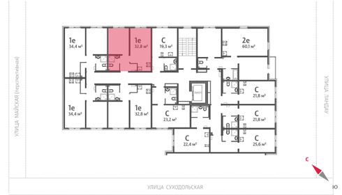 Квартира 32,8 м², 1-комнатная - изображение 2