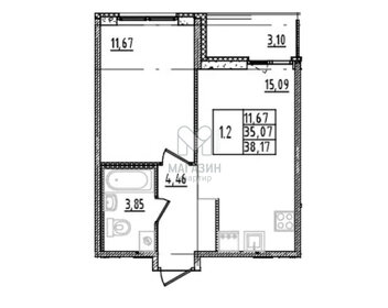 37,1 м², 1-комнатная квартира 6 616 490 ₽ - изображение 1