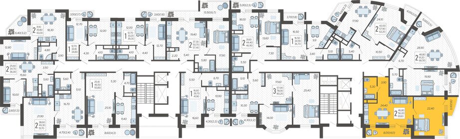 57,1 м², 2-комнатная квартира 12 900 000 ₽ - изображение 94