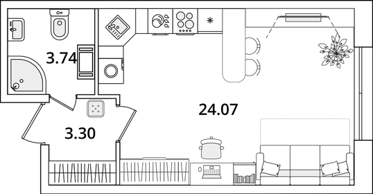 Квартира 31,1 м², студия - изображение 1