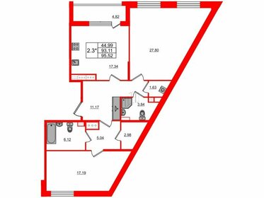 Квартира 93,1 м², 2-комнатная - изображение 1