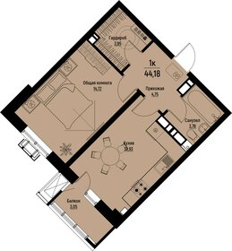 Квартира 44,2 м², 1-комнатная - изображение 1