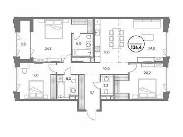 186,4 м², 4-комнатные апартаменты 132 890 152 ₽ - изображение 126