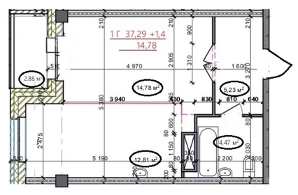 Квартира 38,7 м², 1-комнатная - изображение 1