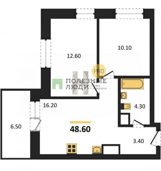 48,6 м², 2-комнатная квартира 4 276 800 ₽ - изображение 1