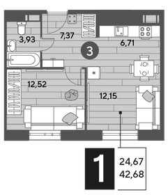45,3 м², 1-комнатная квартира 7 400 000 ₽ - изображение 64