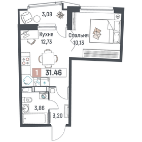 Квартира 31,5 м², 1-комнатная - изображение 1