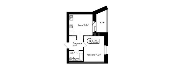 Квартира 38,6 м², 1-комнатная - изображение 1