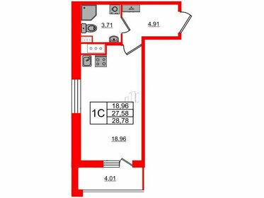 Квартира 27,6 м², студия - изображение 1