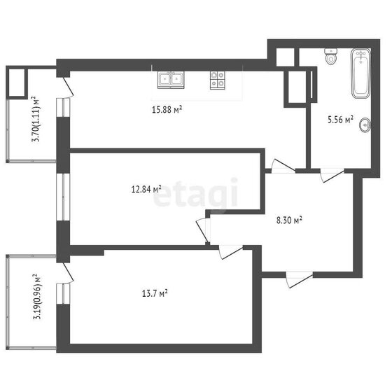 59 м², 2-комнатная квартира 7 800 000 ₽ - изображение 1