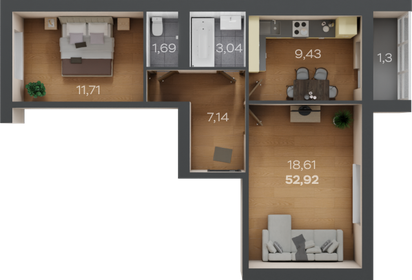 51,2 м², 2-комнатная квартира 3 734 000 ₽ - изображение 9