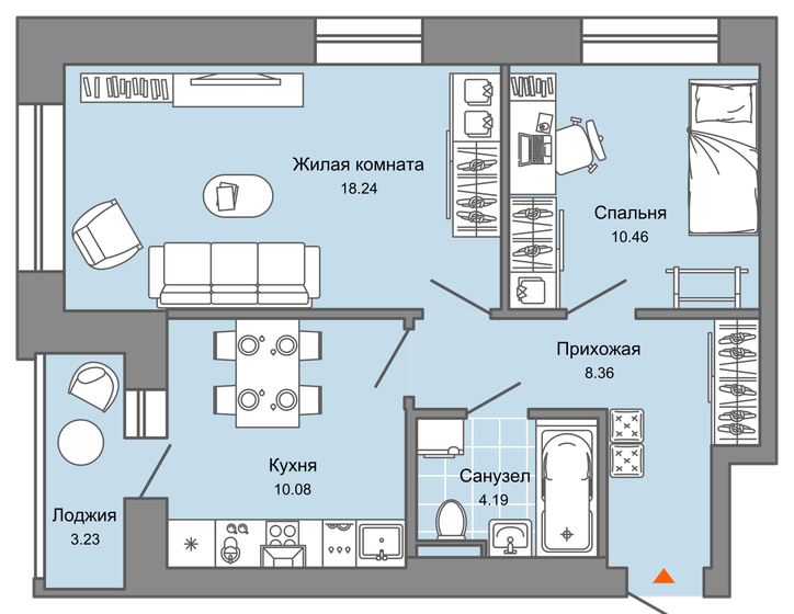 53 м², 2-комнатная квартира 6 708 765 ₽ - изображение 1