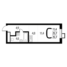 Квартира 25,7 м², студия - изображение 1