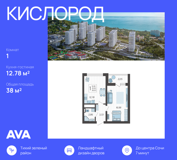 38 м², 1-комнатная квартира 16 484 400 ₽ - изображение 51