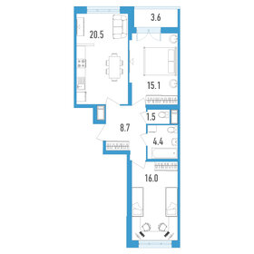 Квартира 68 м², 2-комнатная - изображение 1