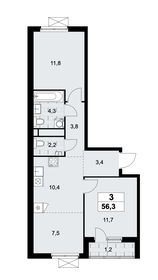 Квартира 56,3 м², 3-комнатная - изображение 1