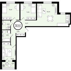 85,4 м², 3-комнатная квартира 9 116 400 ₽ - изображение 31