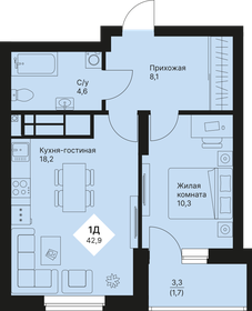 42,7 м², 1-комнатная квартира 6 397 500 ₽ - изображение 17