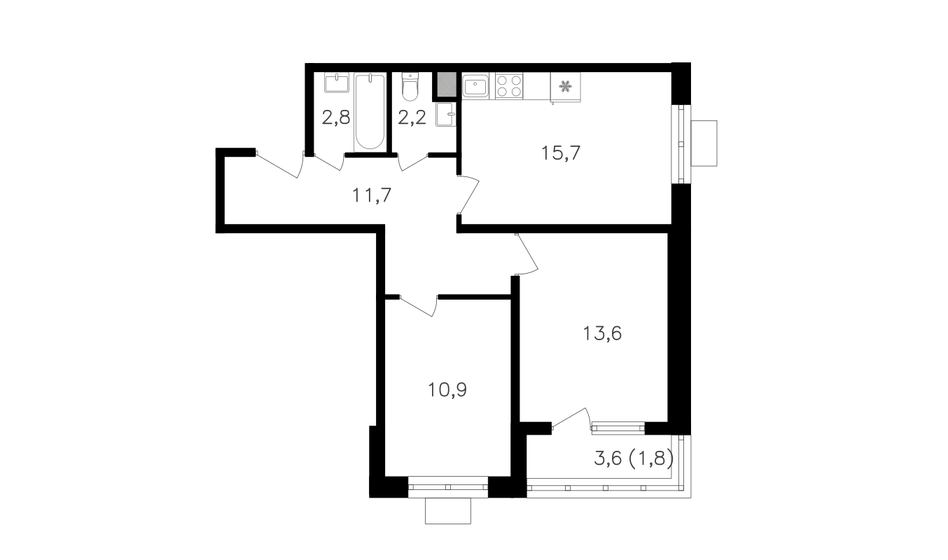 58,7 м², 2-комнатная квартира 22 482 100 ₽ - изображение 1