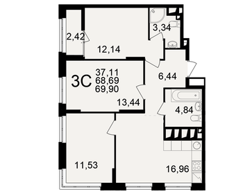 Квартира 69,9 м², 3-комнатная - изображение 1