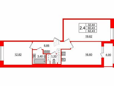 66 м², 2-комнатная квартира 14 192 150 ₽ - изображение 24