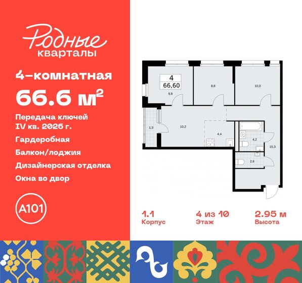 66,6 м², 4-комнатная квартира 13 976 676 ₽ - изображение 33