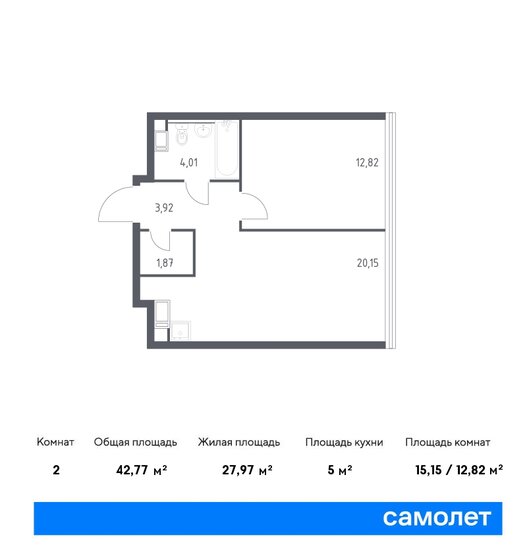 42,8 м², 1-комнатные апартаменты 17 298 312 ₽ - изображение 13