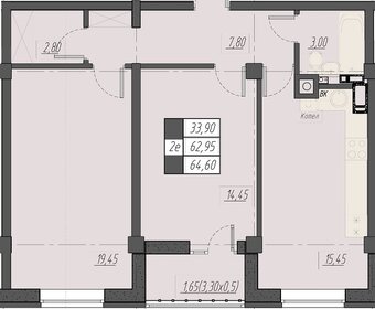 64,9 м², 2-комнатная квартира 9 442 160 ₽ - изображение 14