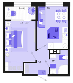 34,3 м², 1-комнатная квартира 4 200 000 ₽ - изображение 92