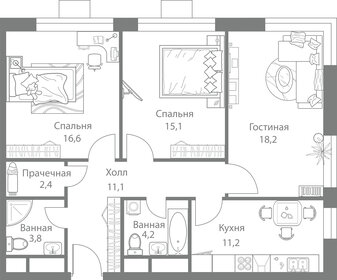 Квартира 82,6 м², 3-комнатная - изображение 1