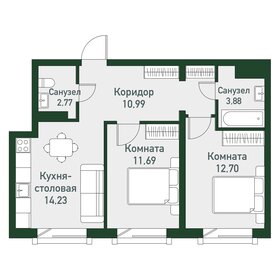 56,3 м², 2-комнатная квартира 6 751 200 ₽ - изображение 23