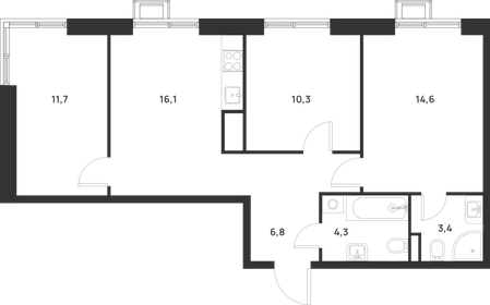 Квартира 67,2 м², 3-комнатная - изображение 1