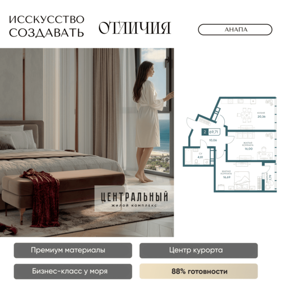 69,7 м², 2-комнатная квартира 19 518 800 ₽ - изображение 44