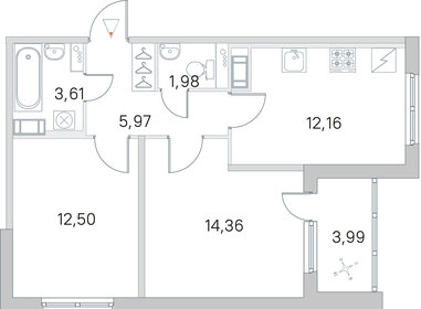 Квартира 52,6 м², 2-комнатная - изображение 1