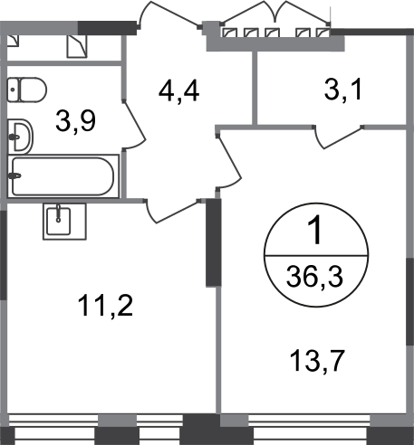 36,3 м², 1-комнатная квартира 9 720 070 ₽ - изображение 51