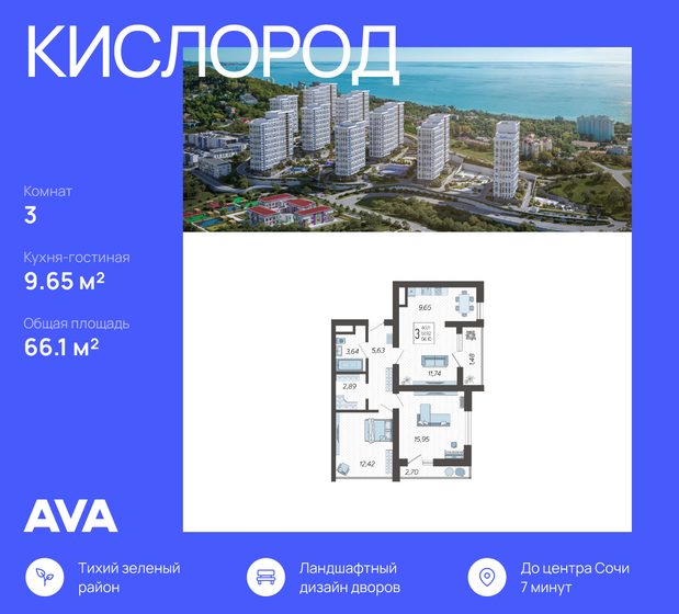 66,1 м², 3-комнатная квартира 25 058 510 ₽ - изображение 51