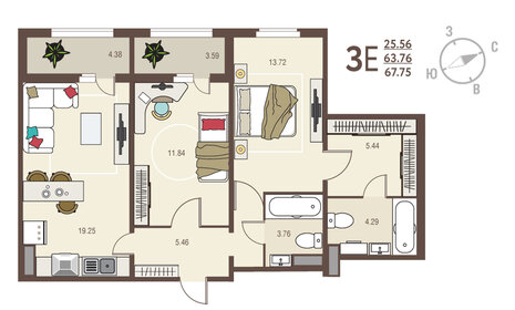 70,7 м², квартира-студия 5 150 000 ₽ - изображение 113