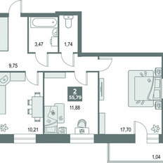 Квартира 56 м², 2-комнатная - изображение 1