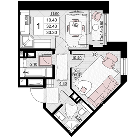 33,3 м², 1-комнатная квартира 10 323 000 ₽ - изображение 32